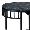 Royal Hampton 40 Inch 2 Piece Nesting Coffee Table, Faux Marble Top, Glass Shelf, Black - 2 of 4