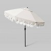 9' Sunbrella Scallop Base and Fringe Market Patio Umbrella with Auto Tilt - Bronze Pole - California Umbrella - 2 of 3