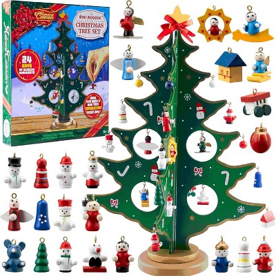 JOYFY 2024 Countdown to Christmas Advent Calendar - 24Pcs Tabletop Christmas Tree and Ornaments Xmas Gift for Kids