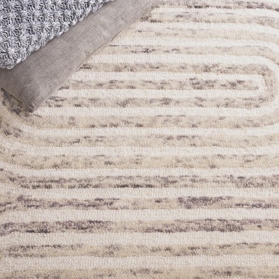 Ivory and Gray Hand-Tufted Wool Geometric 4' x 6' Area Rug