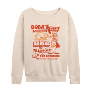 Women's - Star Wars - Boba Bbq Lightweight French Terry Wide Neck Long Sleeve Graphic Shirt - 1 of 4