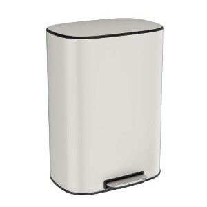 LunaLulinlk 13 Gallon 50L Kitchen Foot Pedal Operated Soft Close Trash Can - Stainless Steel Ellipse Bustbin - White - 1 of 4