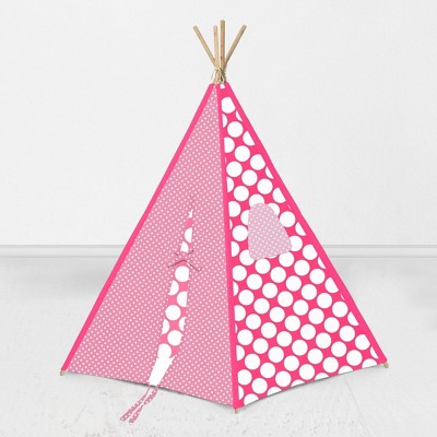 Bacati - Mix n Match Pink Large/Pin Dots Play Tent for Kids/Toddlers, 100% Cotton Percale Fabric Cover 