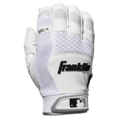  Franklin Sports Shok-Sorb X Batting Gloves - White/White - Adult Small 