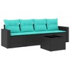vidaXL 5 Piece Patio Sofa Set with Cushions Black Poly Rattan - 2 of 3