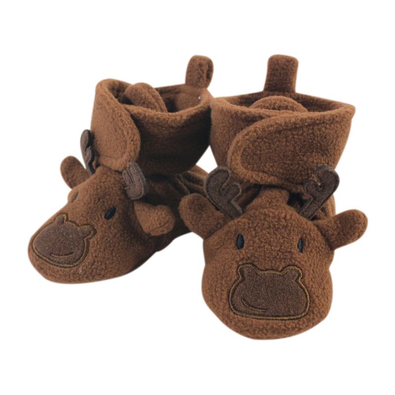 Hudson Baby Infant and Toddler Boy Cozy Fleece Booties, Moose, 1 of 3