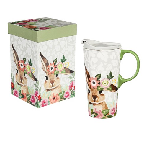 Ceramic Travel Cup, 17 Oz. ,w/box, Sweet Garden Bunny : Target