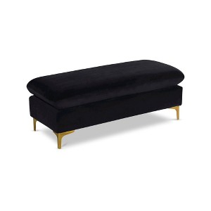 Meridian Furniture,Naomi Black Velvet Ottoman - 1 of 3