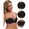 INSPIRE CHIC Women's Deep V Strapless Wireless Demi Bandeau Lace Thin on Top Thick on Bottom Push-Up Tube Bra - 3 of 4