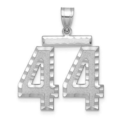 Black Bow Jewelry 14k White Gold, Varsity Collection, Large D/C Pendant, Number 44