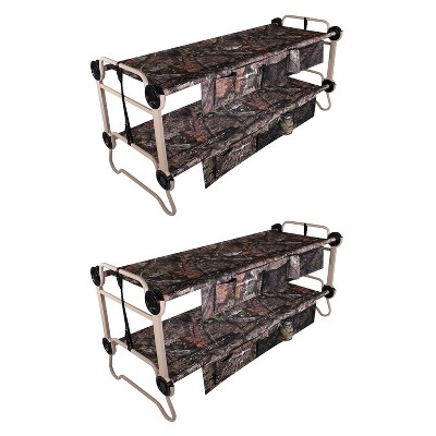 Disc O Bed Large Cam-O-Bunk 82 x 36 Inch Portable Folding Bunked Double Camping Cot Bed with 2 Organizers, and 2 Carry Bags, Mossy Oak