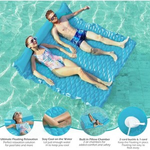 Jasonwell Giant Floating Mat Pool Float - Inflatable Water Lounge, Lake Raft, Beach Toy for Adults & Kids, X-Large, Blue - 1 of 4