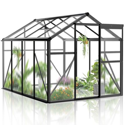 SEVOBAL Greenhouse Quick Setup for Outdoors with Roof Vent Walk in Green Houses Opendoor for Outside Outdoor Garden Backyard, Black, 132"*64"*12"