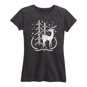 Women's - Instant Message - Scandinavian Winter Deer Short Sleeve Graphic T-Shirt - 1 of 4