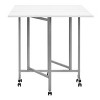 Sew Ready Mobile Folding Craft and Cutting Standing Table Silver/White: Portable, Locking Wheels, Durable MDF & Steel - 3 of 4