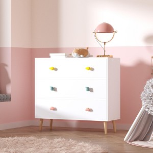 PDTEND Kids Toy Storage Organizer 3 Drawer, Baby Nightstand for Bedroom, Storage Cabinet - 1 of 4