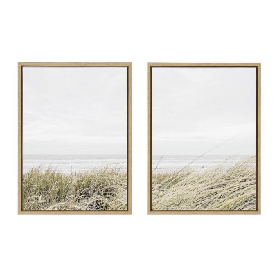 Natural Coastal Beach Scene Canvas Print Set with Polystyrene Frame