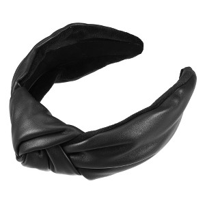 Unique Bargains Cross Knotted PU Leather Non-slip Fashion Wide Headband 1 Pc - 1 of 4