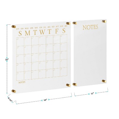 Clear Gold Acrylic Wall Calendar and Notes Board Set
