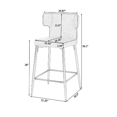 Norsans 28" Brown Faux Leather Iron Frame Counter Stool with Footrest