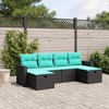 vidaXL 6 Piece Patio Sofa Set with Cushions Black Poly Rattan - without storage - 2 of 4