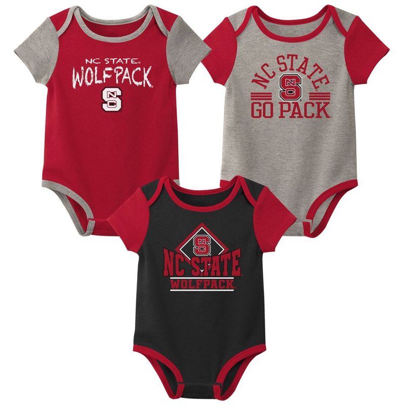 NCAA NC State Wolfpack Infant Boys&#39; 3pk Bodysuit, 1 of 5
