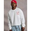 TIME HOLLOW Cropped White Fleece Pullover Sweatshirt With Handwritten Letter Embroidery - Trendy Look - 2 of 3