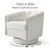 Dyonery Swivel Barrel Accent Chair, Faux Leather Nailhead Armchair, 360° Modern Comfy Reading Chair for Living Room & Bedroom - 4 of 4