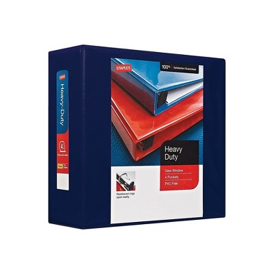 Staples Heavy-Duty 4-Inch D 3-Ring View Binder Navy Blue (26372) 56281-CC/26372