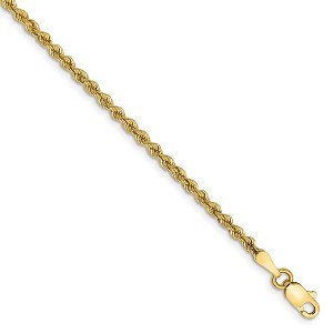 Black Bow Jewelry 2.25mm, 14k Yellow Gold, Handmade Solid Rope Chain Anklet or Bracelet - 1 of 4