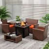 WestinTrends 4 Piece Conversation Outdoor Patio Sofa Set with Square Fire Pit Table - 2 of 4