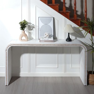 59" Wooden Entryway Console Table,Console Table With Beaded Ttrim And Wood Frame,Entrance Table For Hallway,Living Room-Cuddlewood - 1 of 4