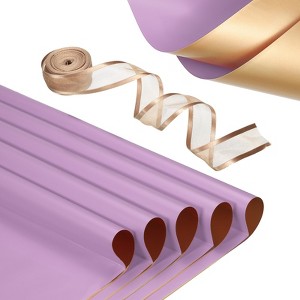 Unique Bargains Waterproof Elegant Design Floral Arrangements DIY Crafts Gift Wrap with Ribbon 1 Set - 1 of 4
