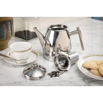 14 oz Stainless Steel Mirror Finish Teapot with Infuser