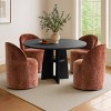 Set of 4 Chenille Dining Chairs with Casters, Upholstered Barrel Chairs, Rolling Seats for Kitchen or Round Dining Table-Maison Boucle - 2 of 4