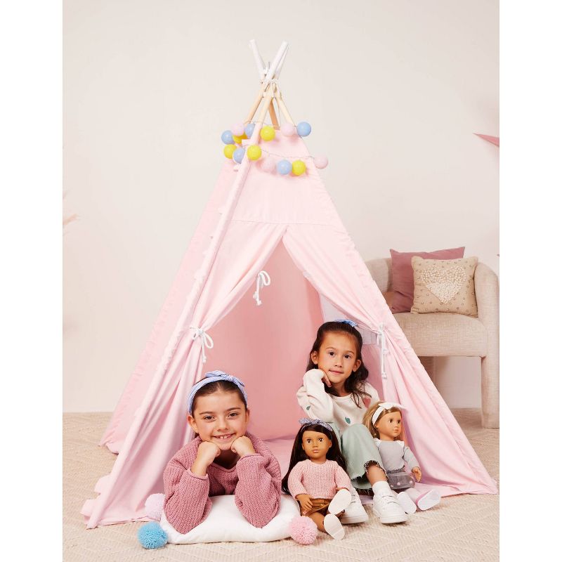 Our Generation Suite Retreat Pink Kids&#39; Play Tent with Globe String Lights &#38; Pillow, 3 of 10