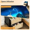 Rattan Nightstand (Charging Station + LED Light) | Natural Wood Bedside Table with 2 Drawers & Open Shelves – Living Room/Bedroom/Hallway - 3 of 4
