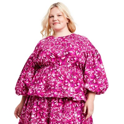 Women's Mum Floral Scallop Back Blouse - Kika Vargas x Target Pink