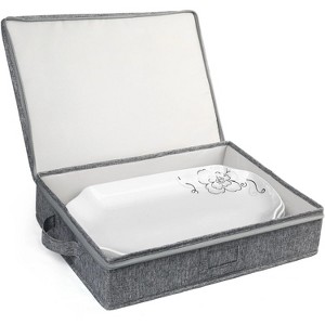 LunaLulinlk Platter Storage Case, China Storage Container, 17x13x3.5 in, Gray - 1 of 4