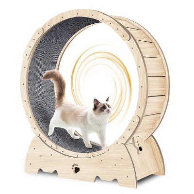 Cat Exercise Wheel, Cat Running Wheel With Built In Security Lock, Mute Roller, Thickened Cat Scratch Mat Solid Wood Cat Treadmill, Cat Sports Wheel