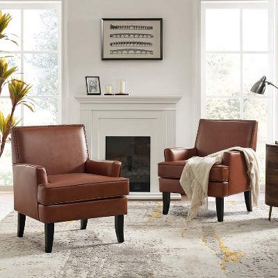 Set of 2 Wooden Upholstered Accent Chair Celadon Armchair | ARTFUL LIVING DESIGN