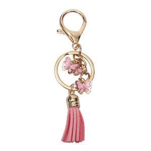 Unique Bargains Butterfly Tassel Handbag Charm Pink Gold Tone 1 Pc - 1 of 4