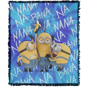 Minions Minions Banana Tie Dye Blanket 50"x60" Woven Tapestry - 1 of 4