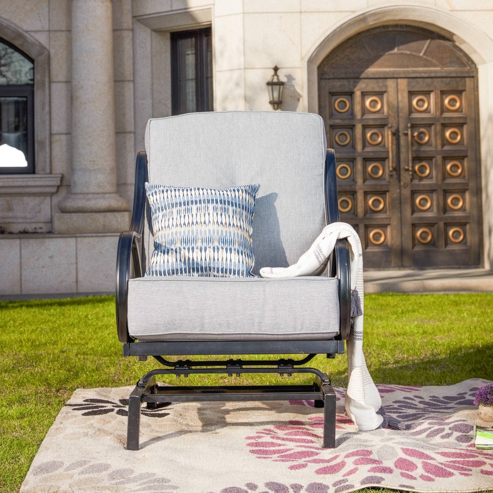 Steel Spring Patio Accent Chair Gray Lokatse