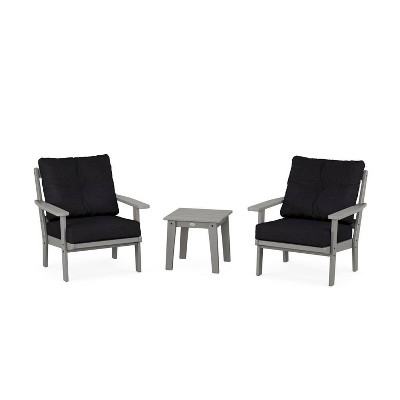POLYWOOD 3pc Prairie Deep Seating Outdoor Patio Conversation Set