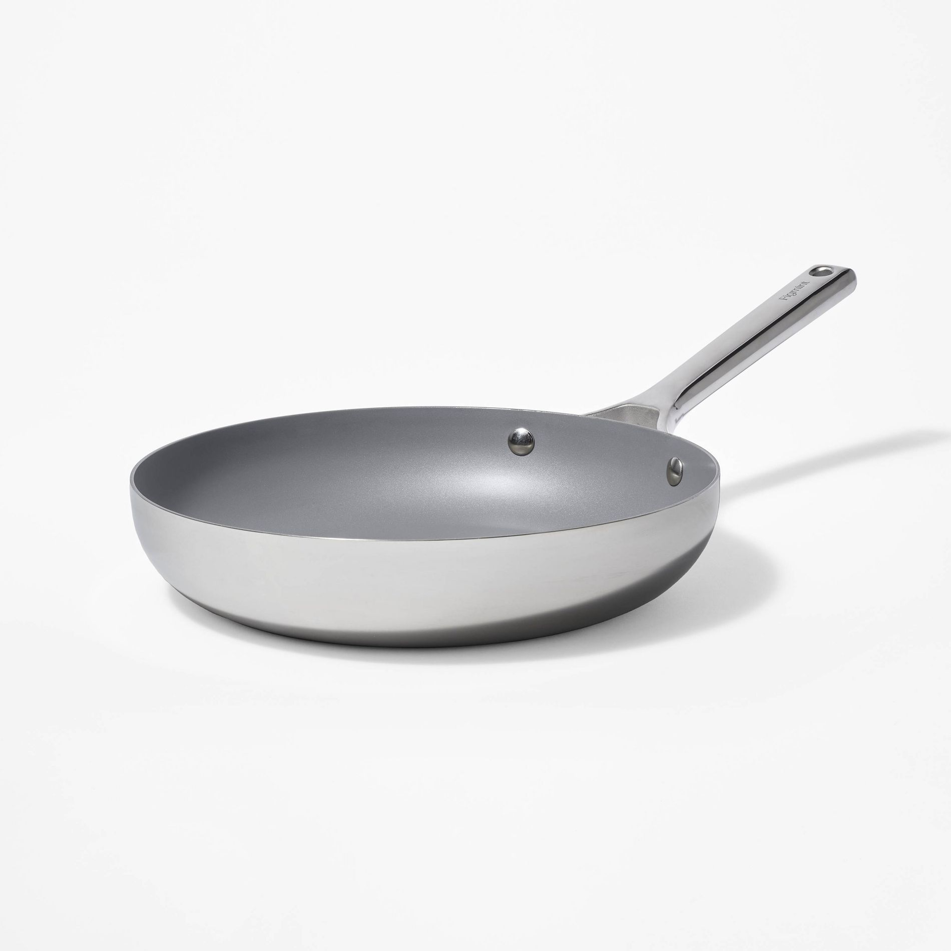 10" Nonstick Stainless Steel Fry Pan Silver - Figmint™: Ceramic Nonstick, Induction & Oven Safe, Dishwasher-Safe