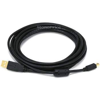 Monoprice USB 2.0 Cable - 15 Feet - Black | USB Type-A Male to USB Mini Type-B 5-Pin, 28/24AWG, Gold Plated For Digital Camera, Cell Phones, PDAs, MP3
