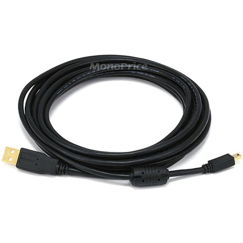 Monoprice USB 2.0 Cable - 10 Feet - Black | USB Type-A Male to USB Mini Type-B 5-Pin, 28/24AWG, Gold Plated For Digital Camera, Cell Phones, PDAs, MP3, 1 of 5