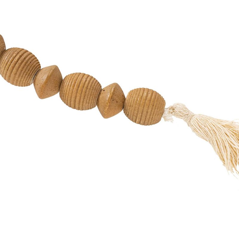 Ribbed Bead Garland Natural Wood & Cotton by Foreside Home & Garden, 4 of 8
