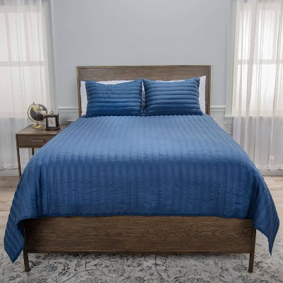 Rizzy Home 3pc King Blackberry Grove Geometric Quilt Set Blue